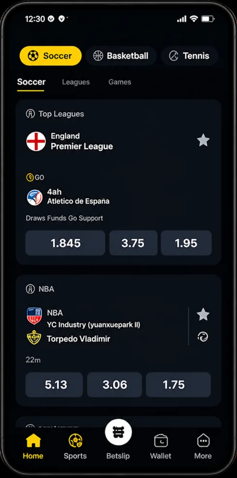Follow sports markets in the app